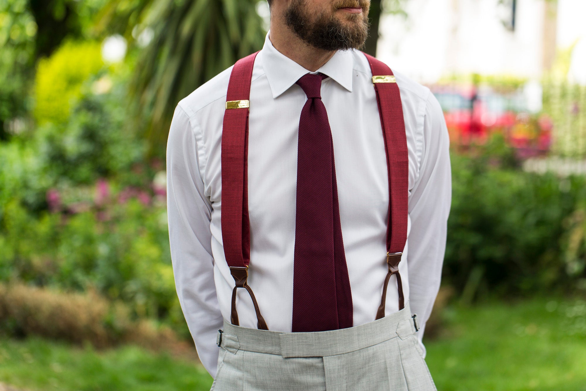 Burgundy Bamboo Braces/Suspenders